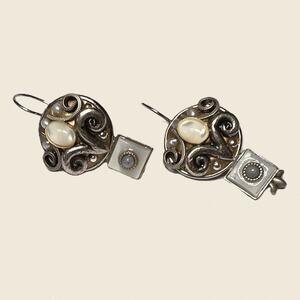 Michal Golan Filigree Silver MOP Earrings pre-owned excellent